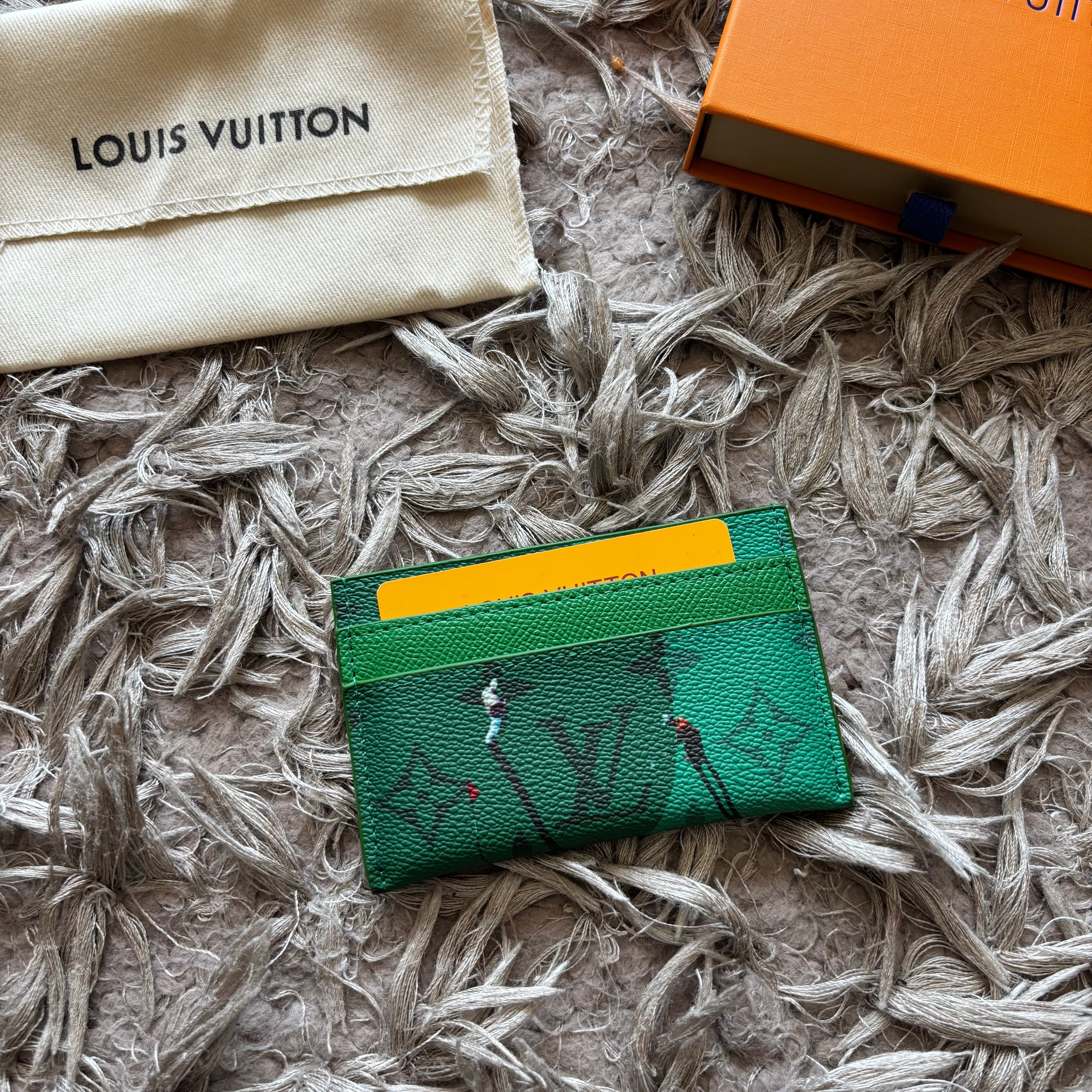 Green designer card holder with box