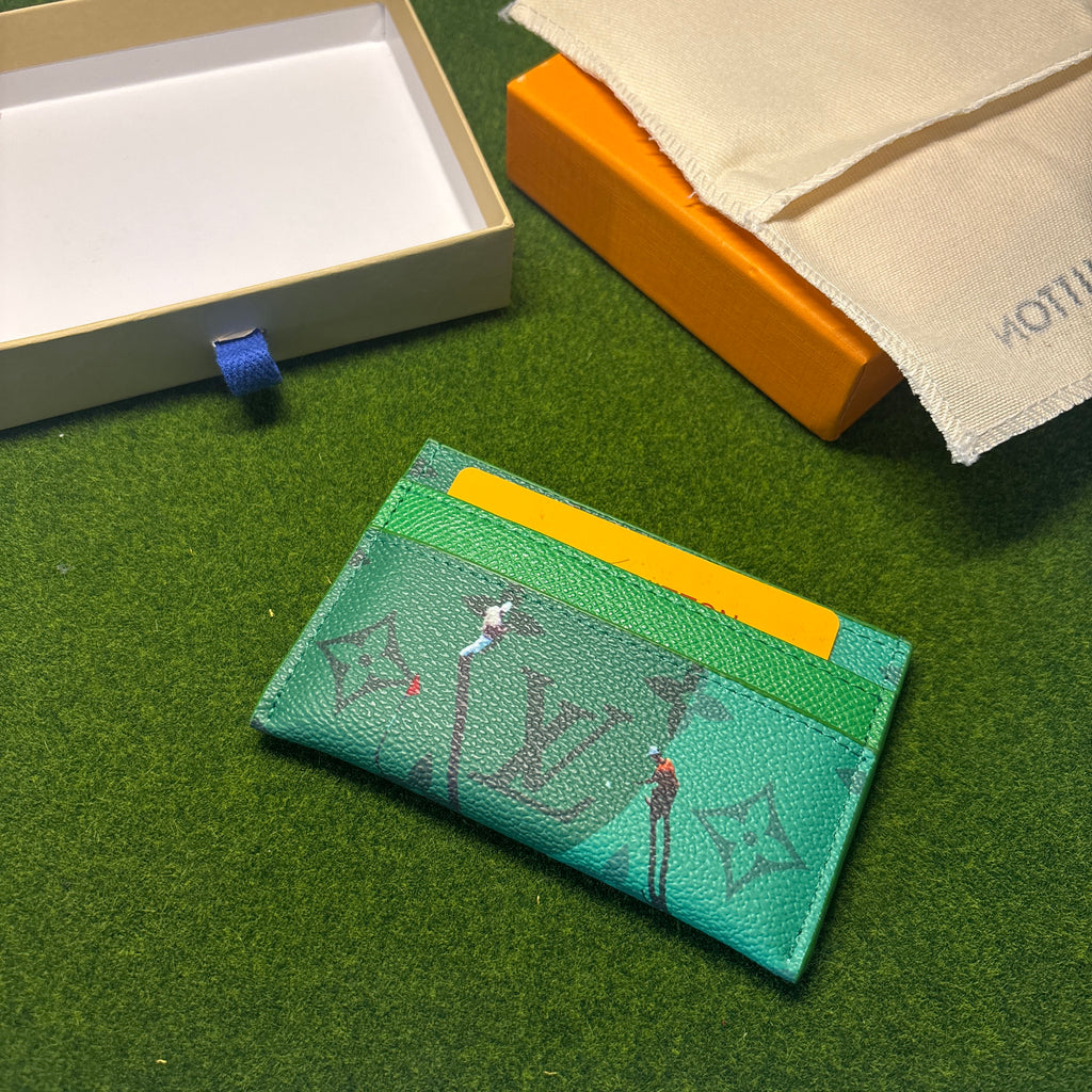 Green designer card holder with box