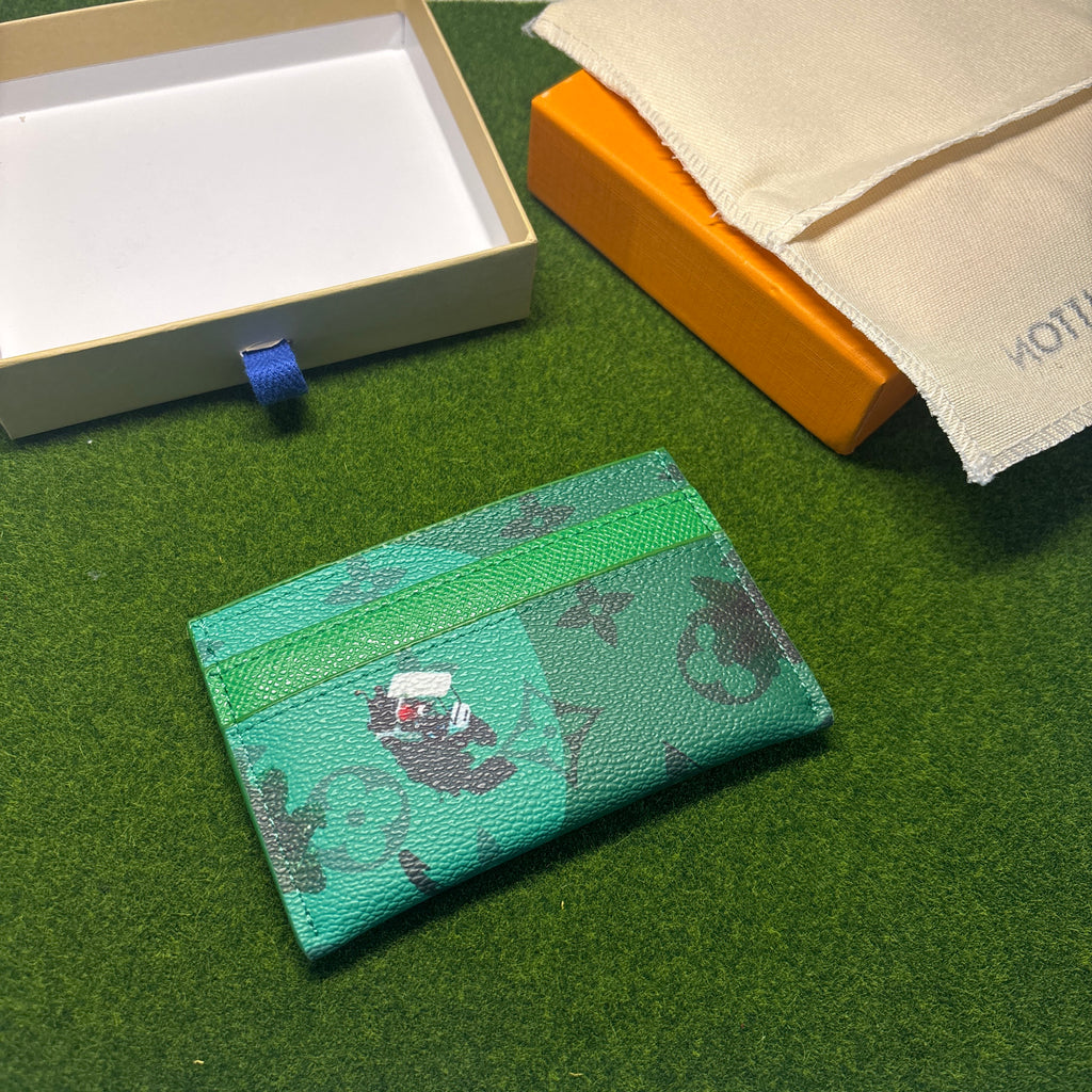 Green designer card holder with box